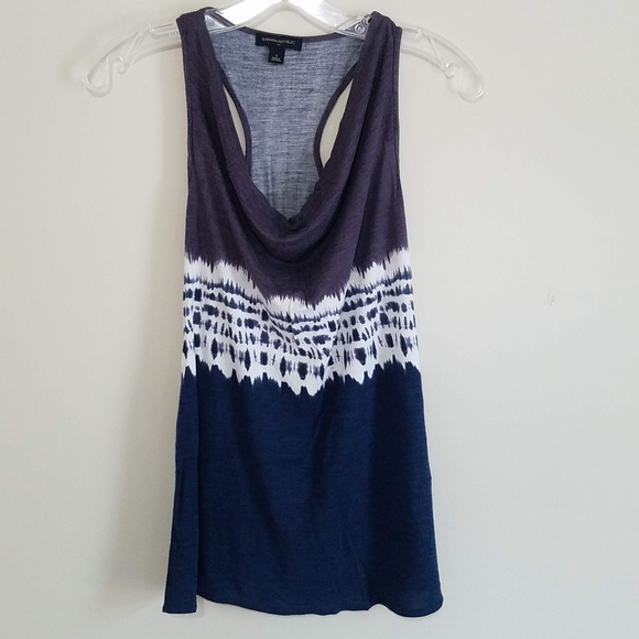Blue, White & Purple Tie-Dye Cowel Neck Tank - Picture 1 of 6